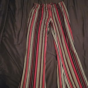 Stripe Flared bottom stretch pants